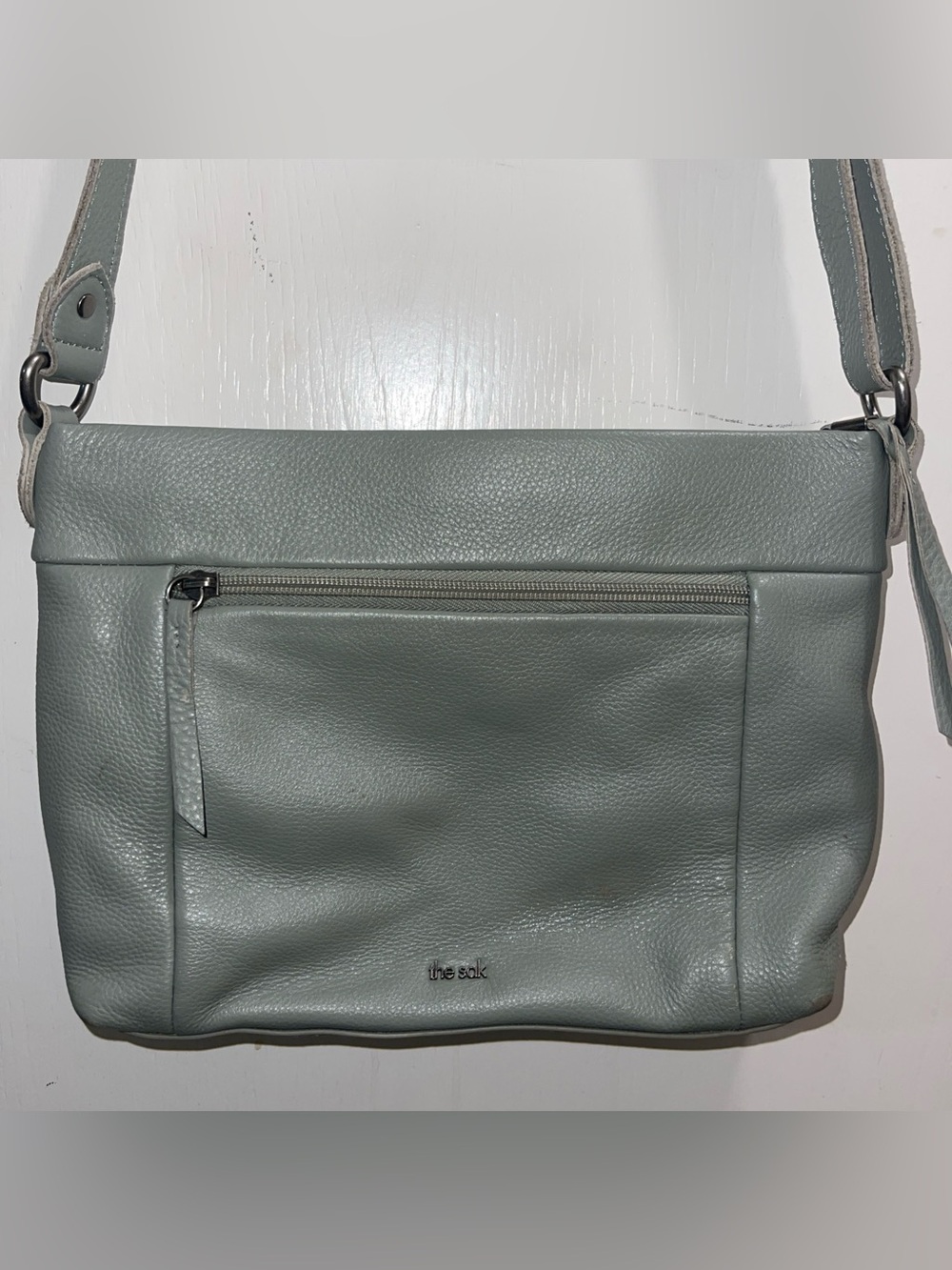 The Sak Men's Messenger Bag in Sage Green Leather